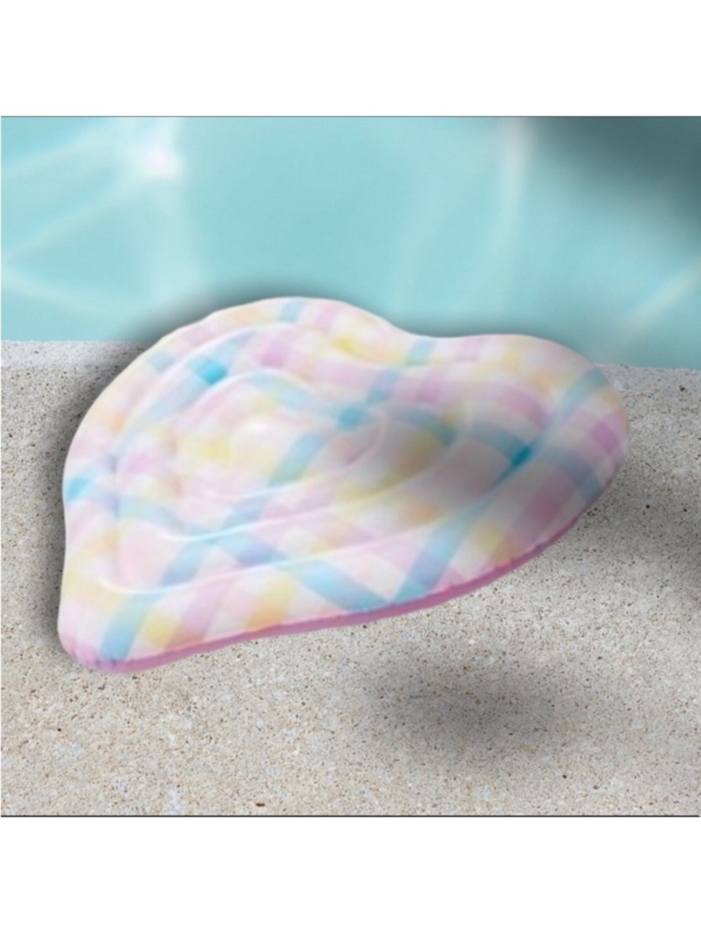 Stoney Clover Lane Inflatable Water Float in Rainbow Gingham Heart